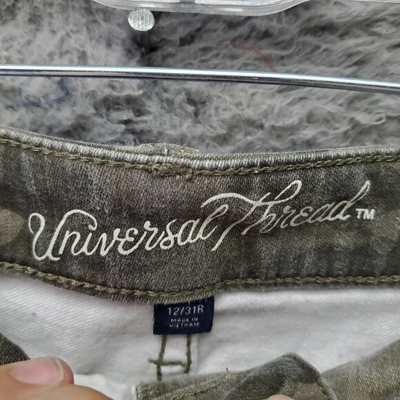 Universal Thread Jeans Womens 12/31R Green Camo High Rise Skinny Stretch - Picture 2 of 12